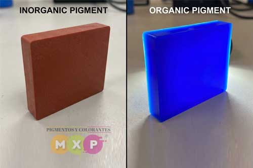 Lado Izquierdo (Inorgánico): Una pieza de plástico de color sólido y opaco (como un gris, ocre o rojo óxido), que se vea muy densa y cubriente. Lado Derecho (Orgánico): Una pieza de plástico de un color vibrante y eléctrico (como un azul brillante o rojo neón), que se vea limpia pero quizás un poco traslúcida si se pone a contraluz. | MXP 